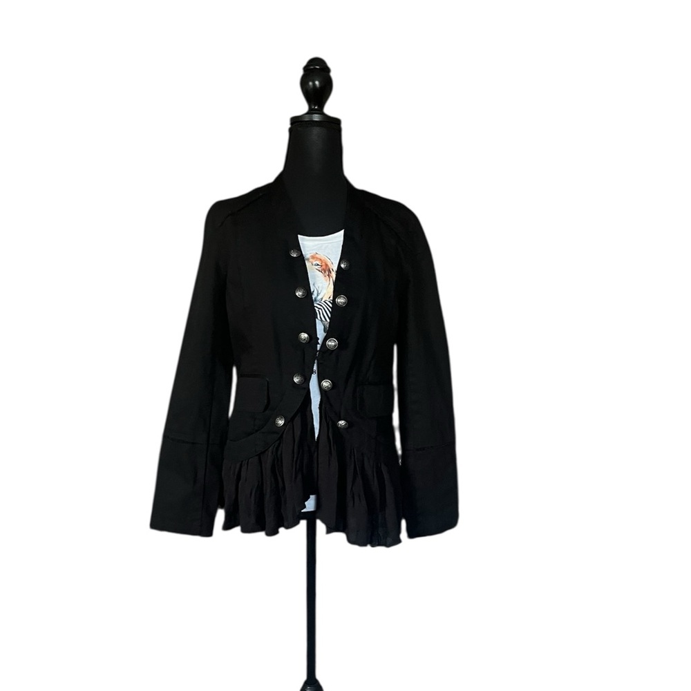 Jolt Black Military Style Steampunk Jacket size S